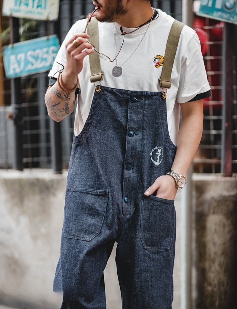 American Retro Navy Overalls V0079