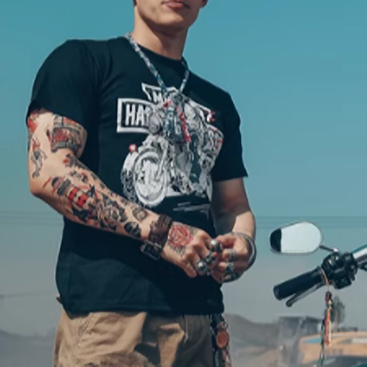 American Bike Print T-Shirt V0001