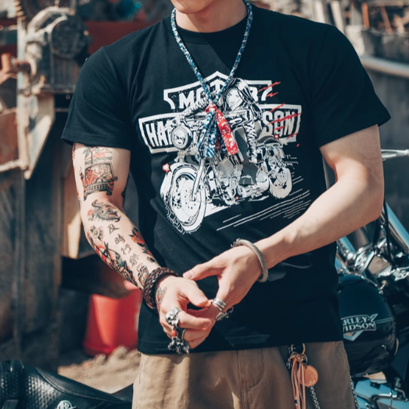 American Bike Print T-Shirt V0001
