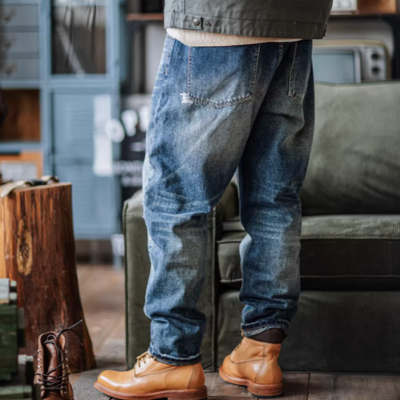 Washed distressed retro denim V0482