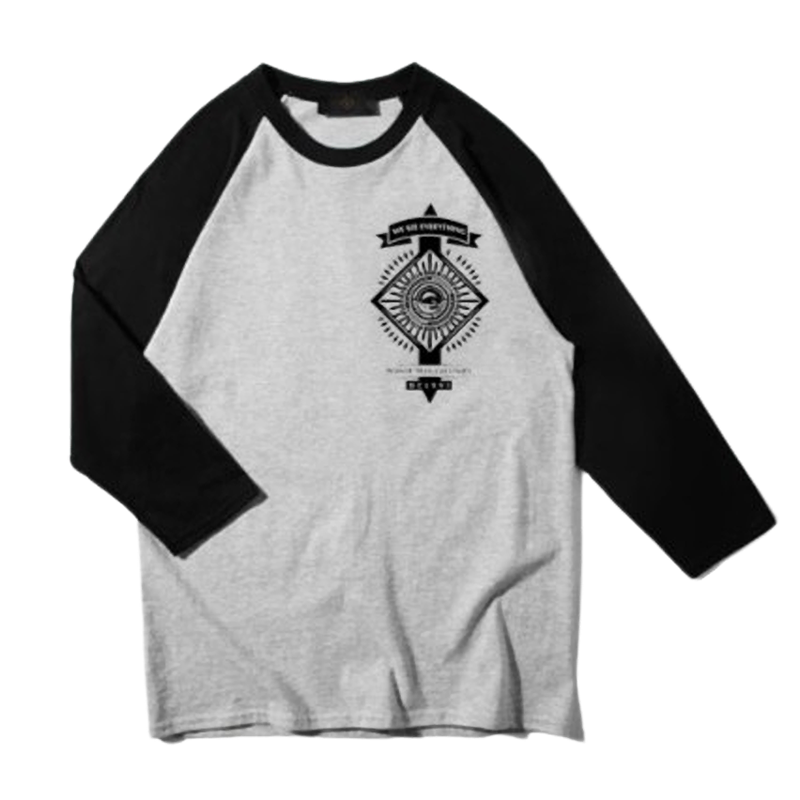 Big back print logo 3/4 sleeve T-shirt V0495