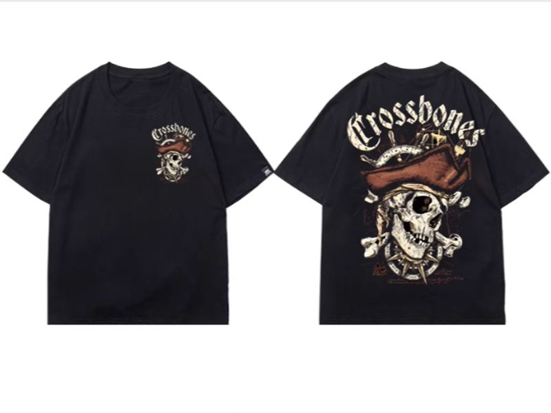 Skeleton Pirate Print T-Shirt V0012