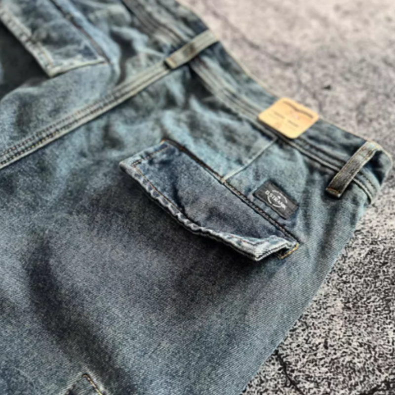 Stonewashed jogger denim pants V0523