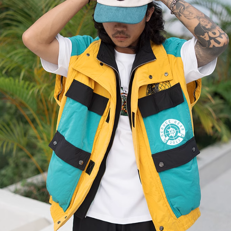 Retro color 2-way jacket vest V0513