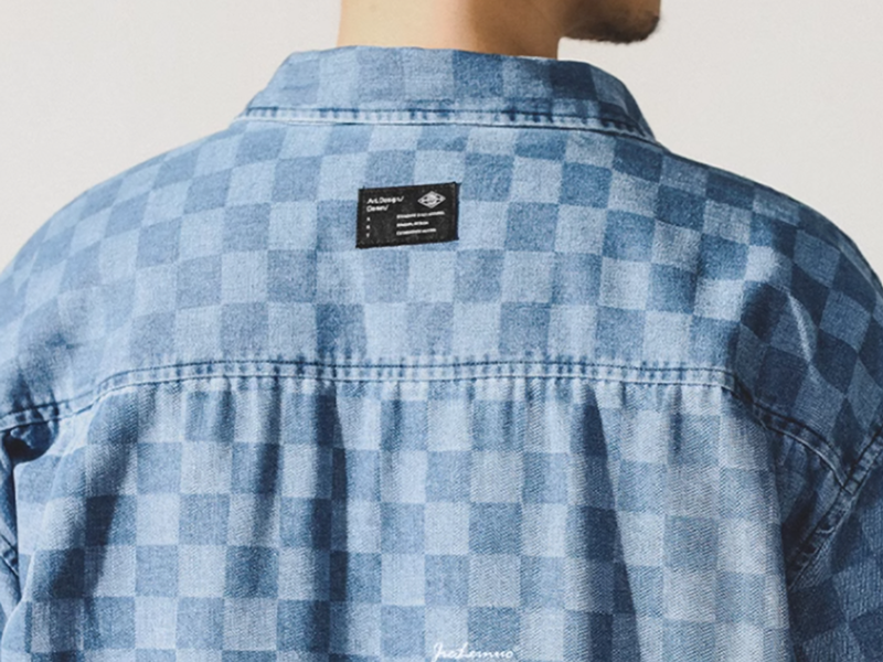 Checkered denim shirt V0049