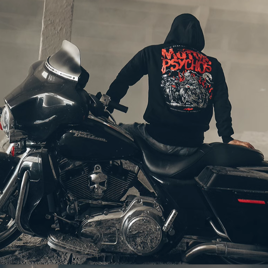 American punk biker zip-up hoodie V0062