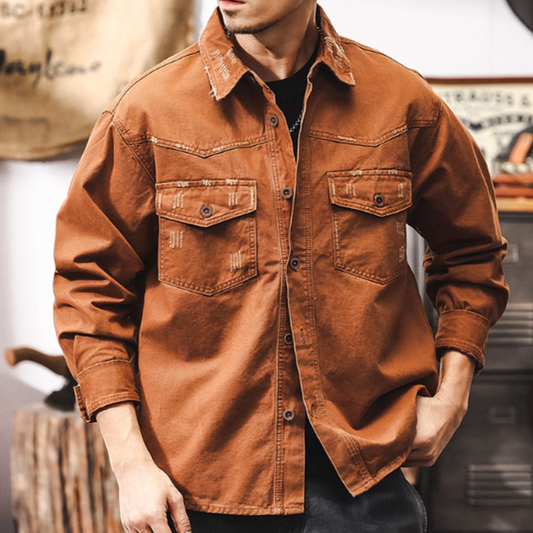 Vintage Distressed Windbreaker Shirt V0726