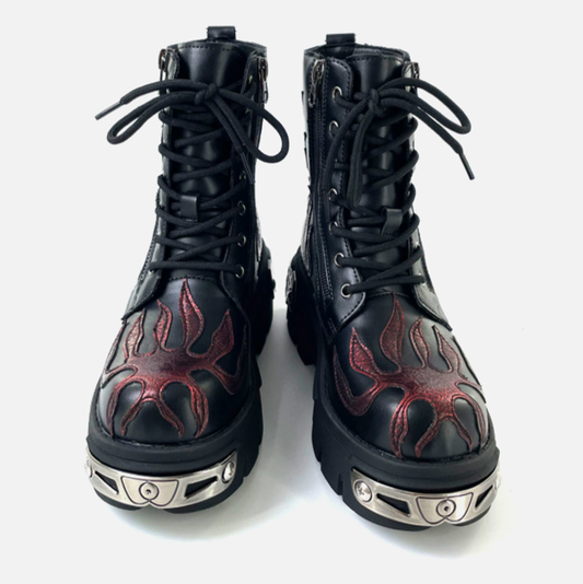 Punk Flame Biker Boots V0927