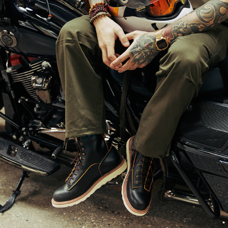 Retro Leather High-Top Boots V0805