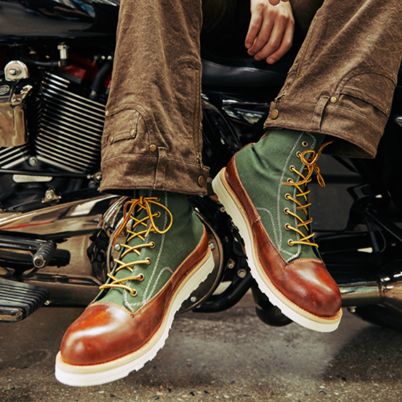 Retro Leather Biker Boots V0803