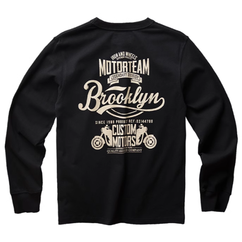 Heavyweight bike print long sleeve T-shirt V0168