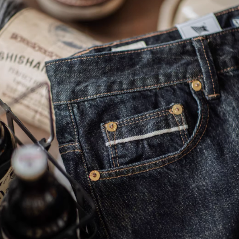 Washed indigo straight denim V0521