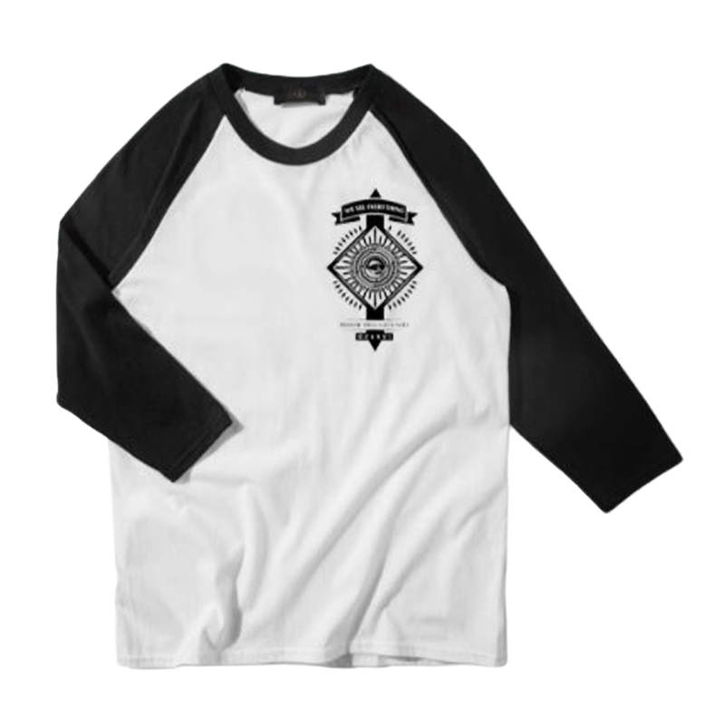 Big back print logo 3/4 sleeve T-shirt V0495