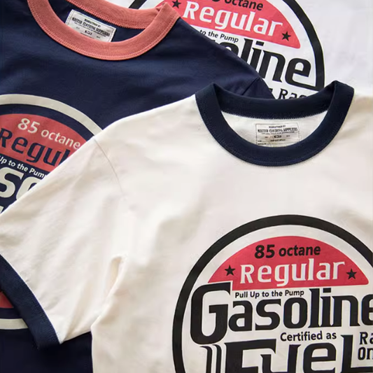 American retro round neck T-shirt V0489