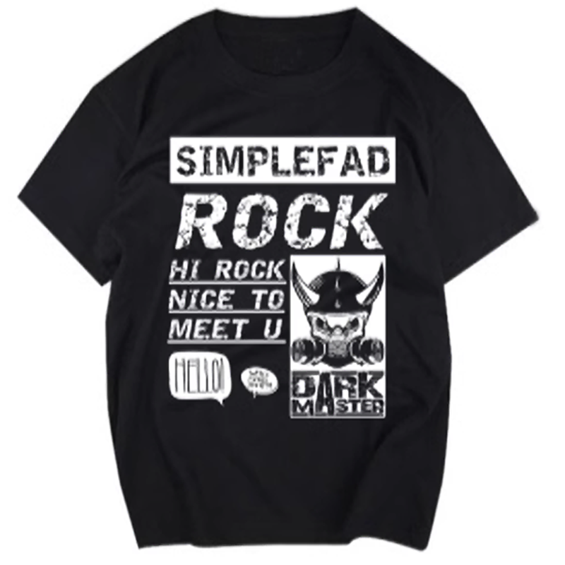 Rock Print Short T-Shirt V0002