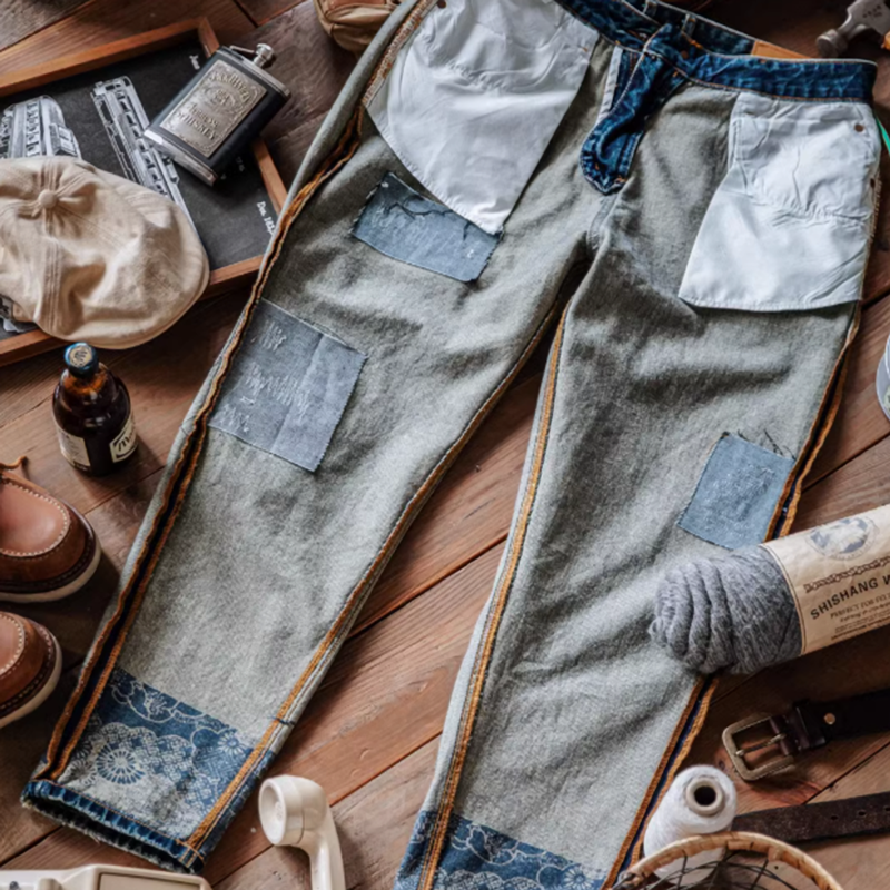Washed distressed retro denim V0482