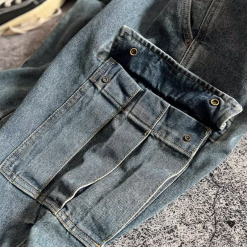 Stonewashed jogger denim pants V0523