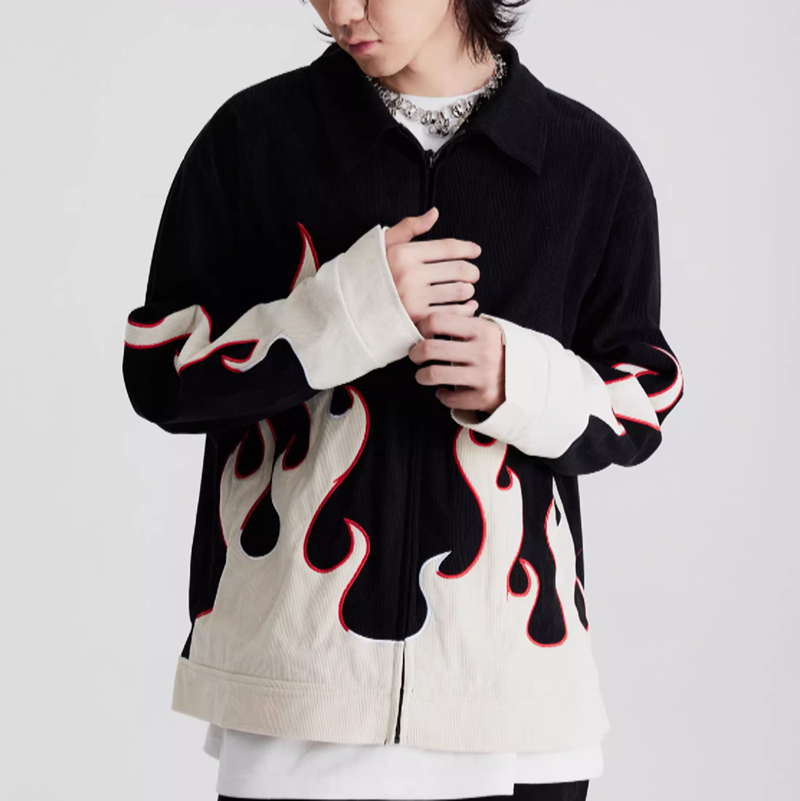 Fire pattern corduroy jacket V0228
