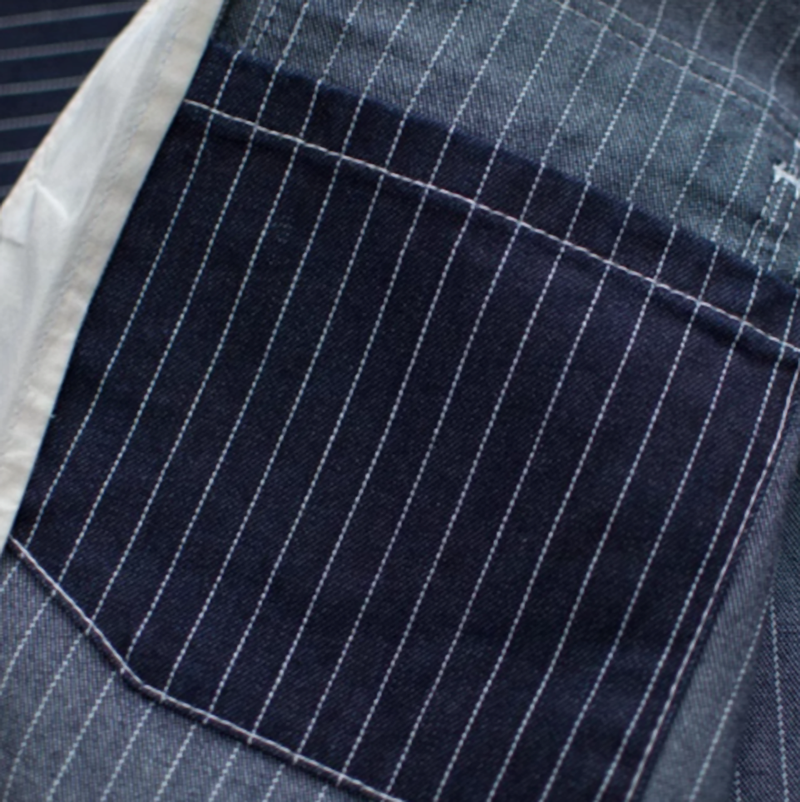 Heavyweight vintage denim striped shirt V0162
