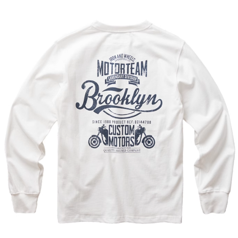 Heavyweight bike print long sleeve T-shirt V0168