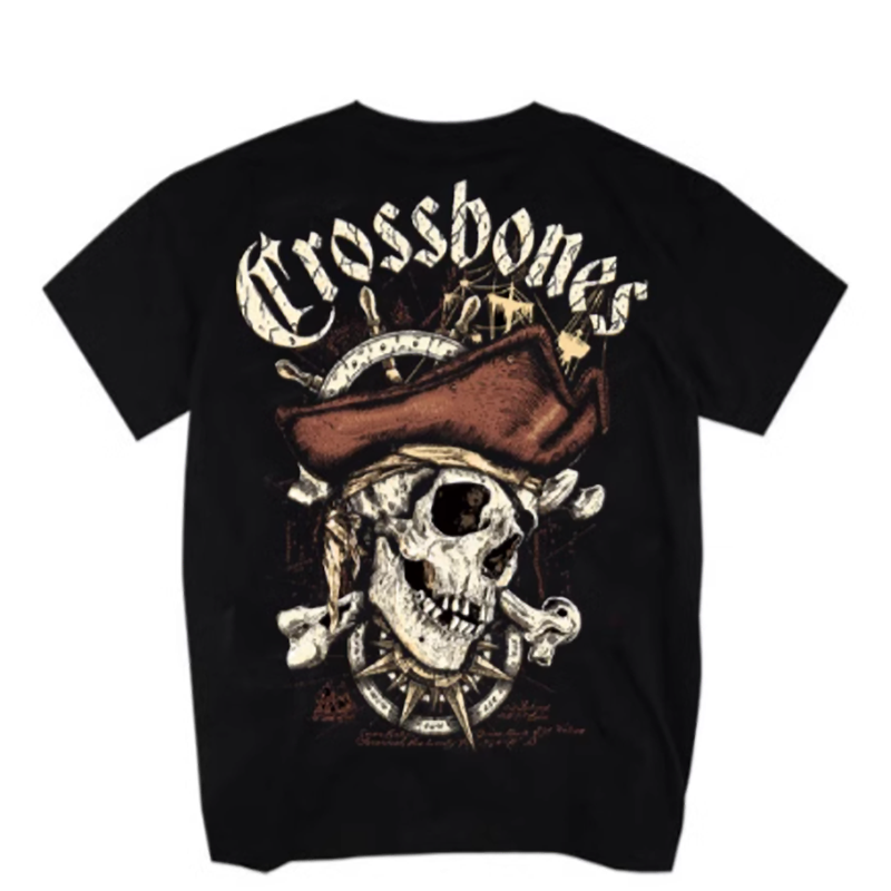 Skeleton Pirate Print T-Shirt V0012