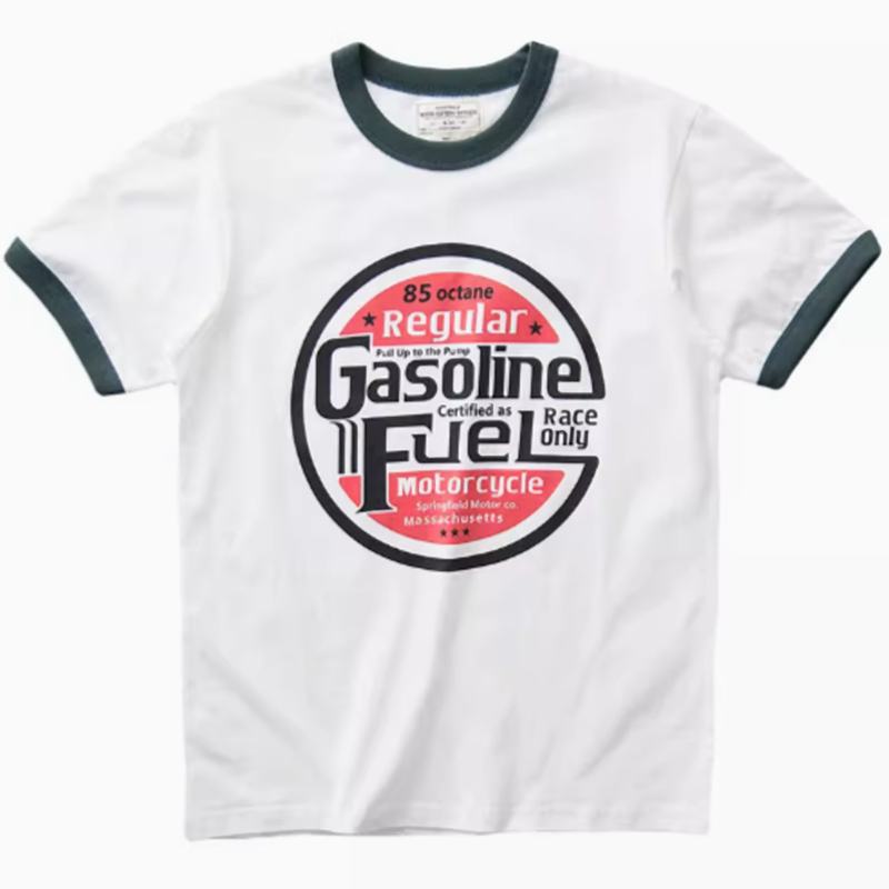 American retro round neck T-shirt V0489