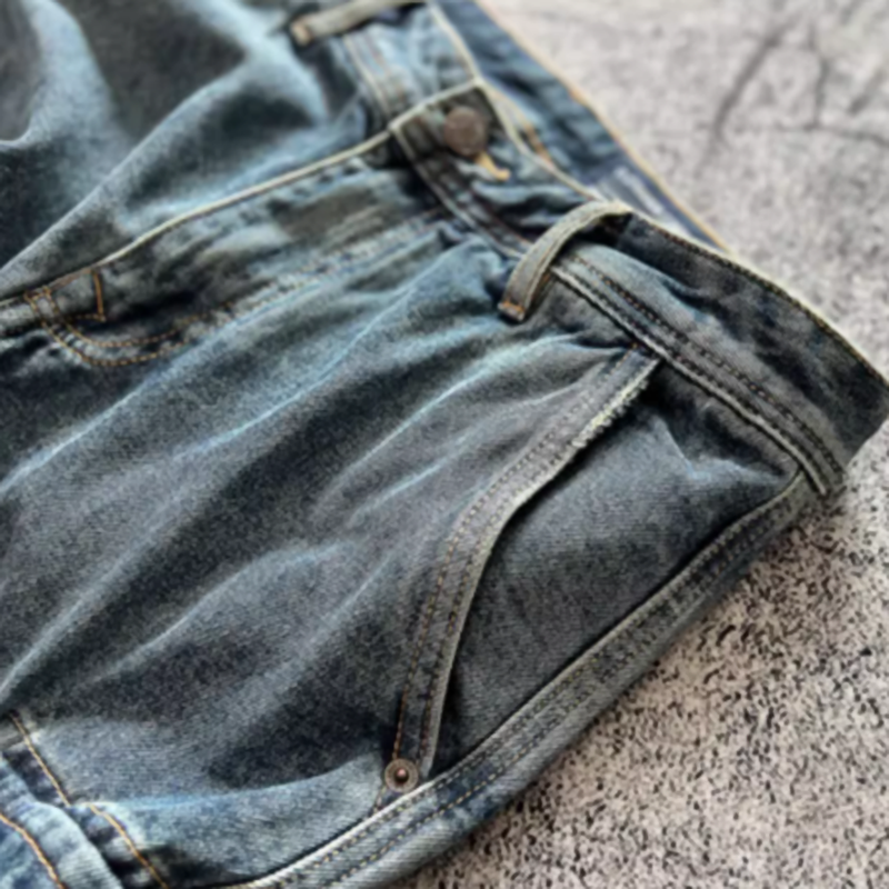 Stonewashed jogger denim pants V0523