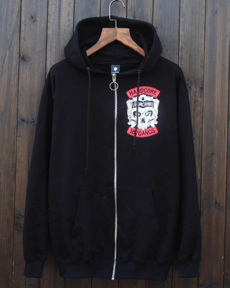 American punk biker zip-up hoodie V0062