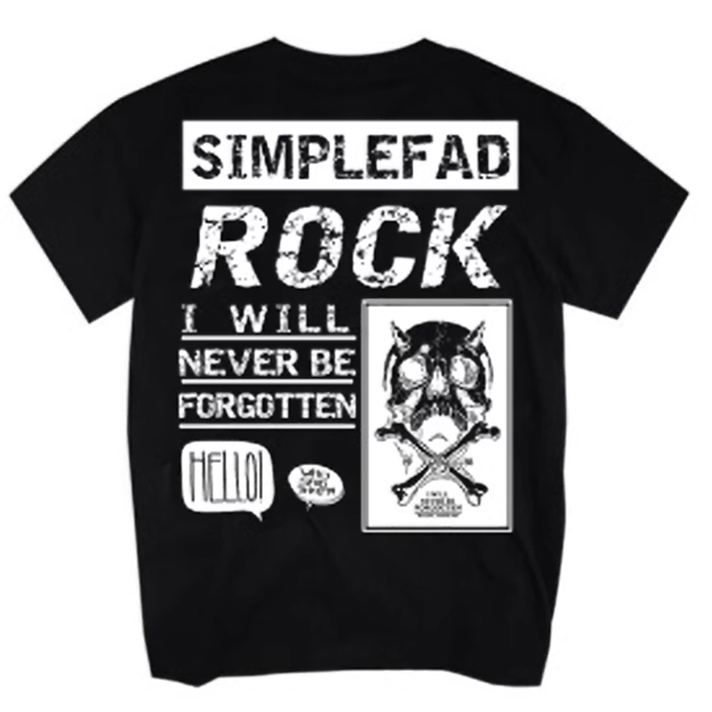 Rock Print Short T-Shirt V0002