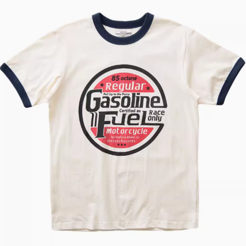 American retro round neck T-shirt V0489