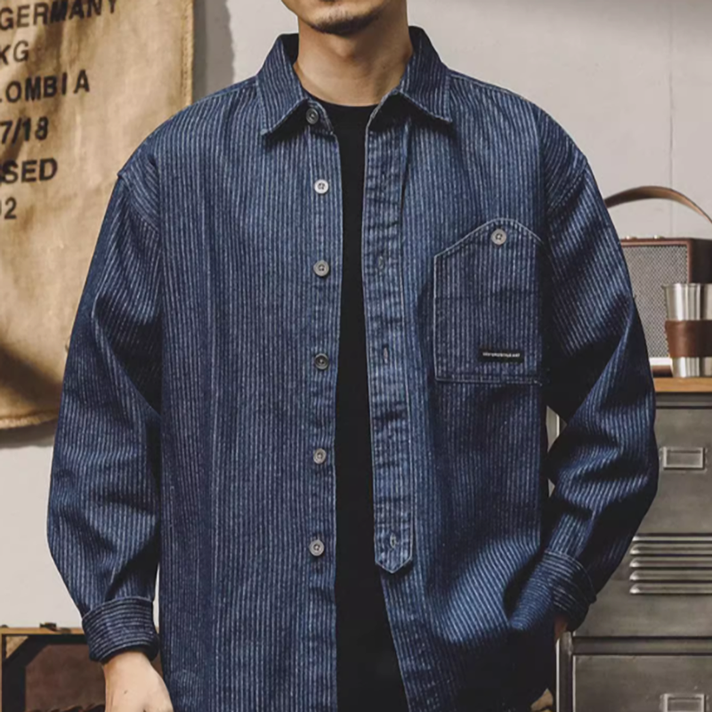 Striped denim vintage shirt V0221