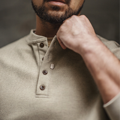 Henley neck work sweatshirt V0274
