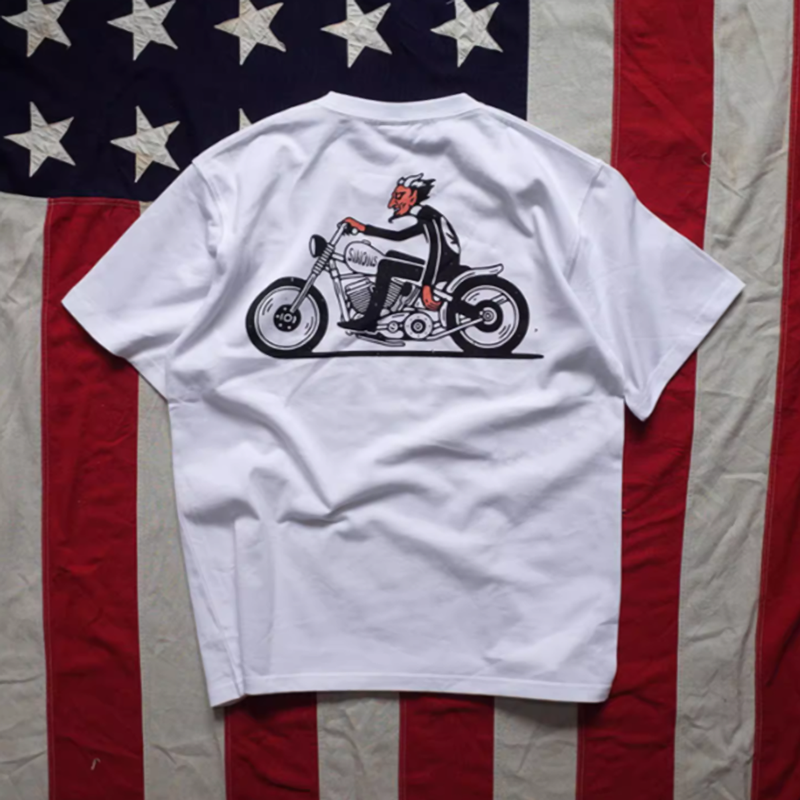 Oversized retro bike logo T-shirt V0502