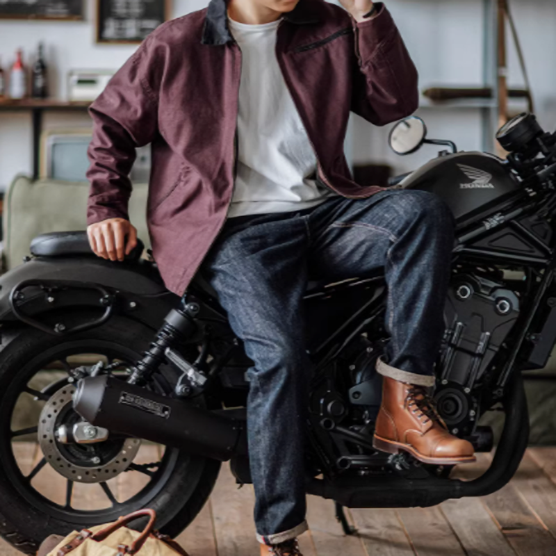 Washed indigo straight denim V0521