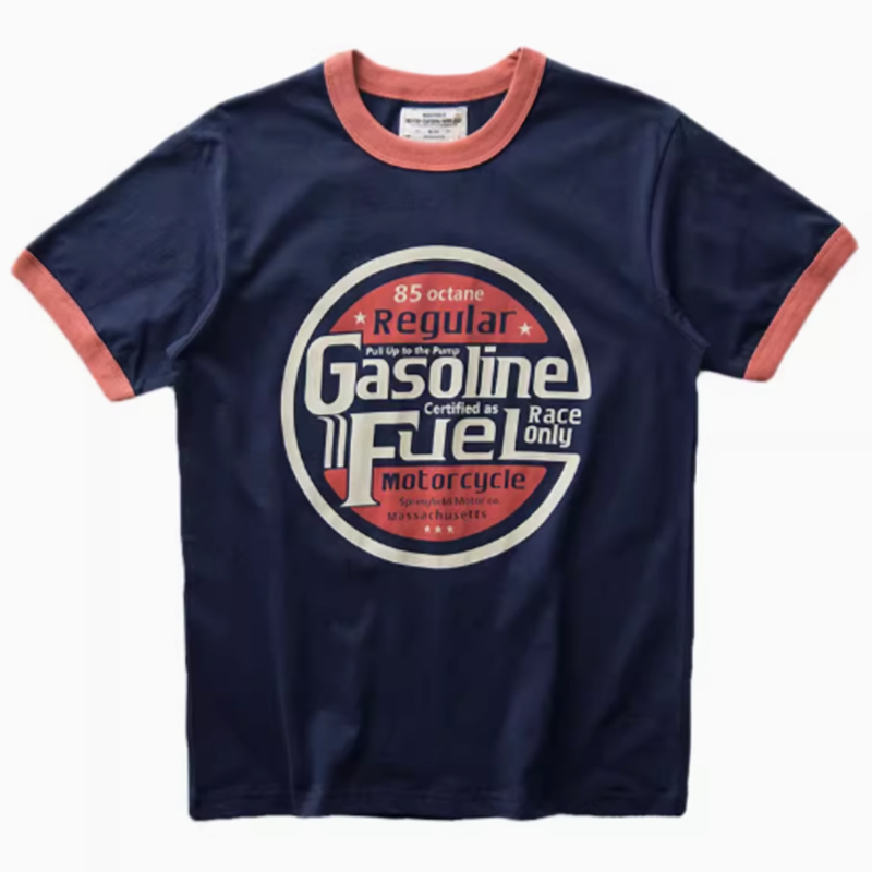 American retro round neck T-shirt V0489
