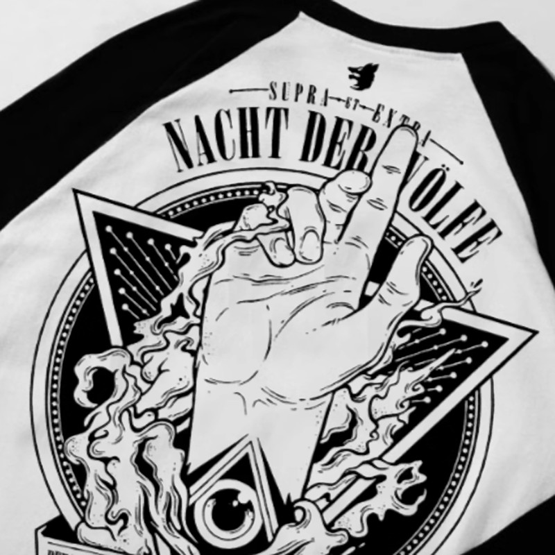 Big back print logo 3/4 sleeve T-shirt V0495