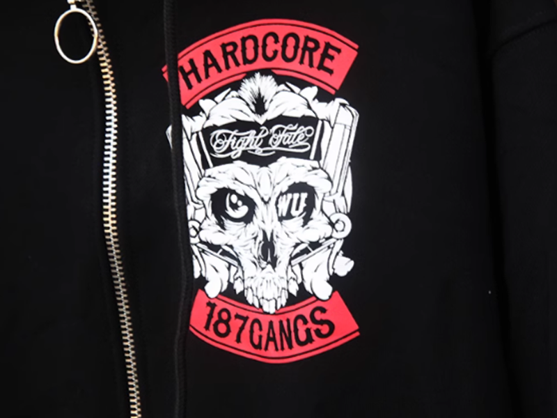 American punk biker zip-up hoodie V0062