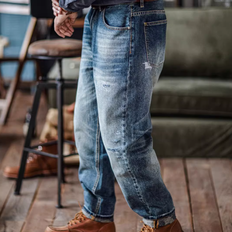 Washed distressed retro denim V0482
