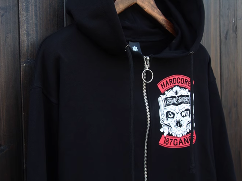 American punk biker zip-up hoodie V0062