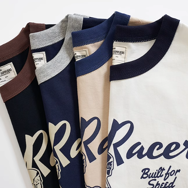 American retro bike logo T-shirt V0501