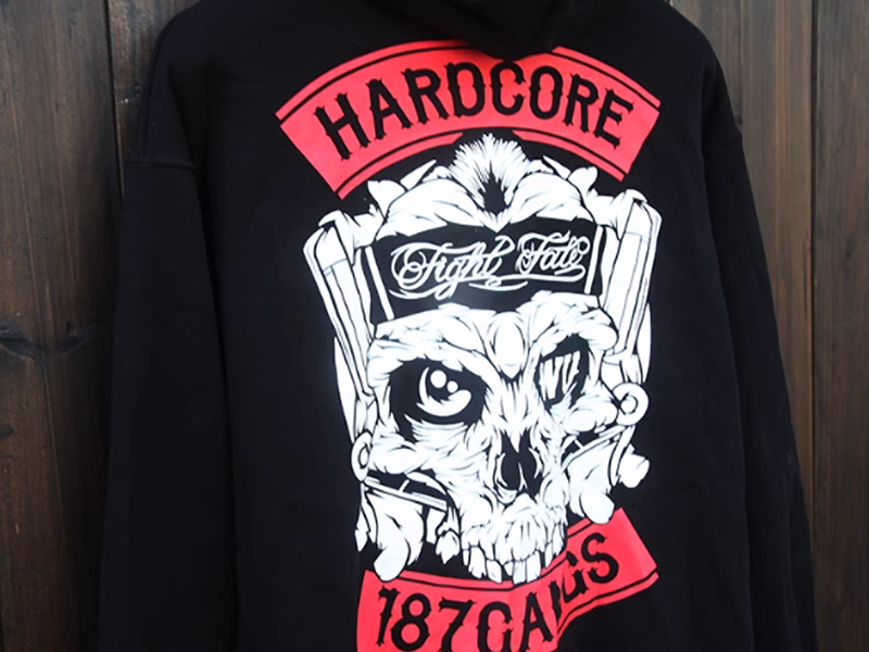 American punk biker zip-up hoodie V0062