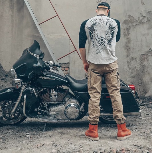 Big back print logo 3/4 sleeve T-shirt V0495