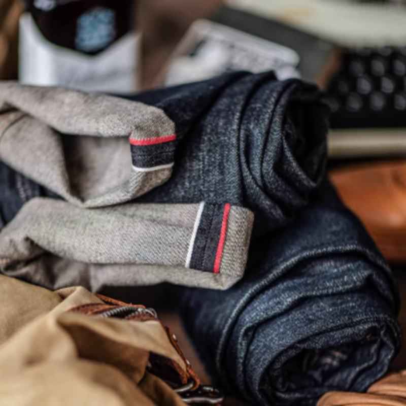 Washed indigo straight denim V0521
