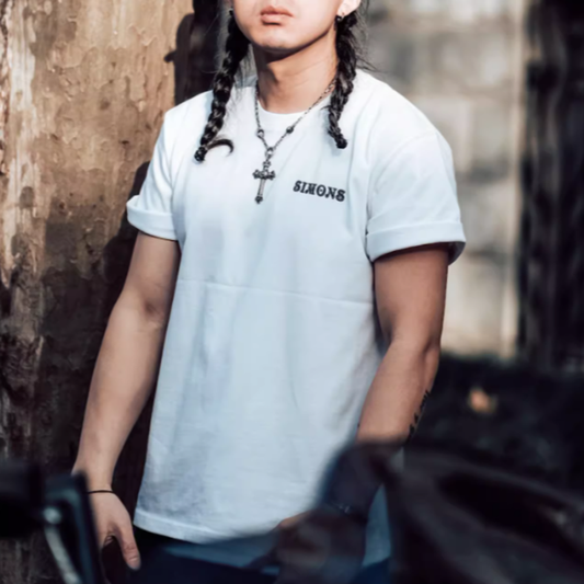 Oversized retro bike logo T-shirt V0502