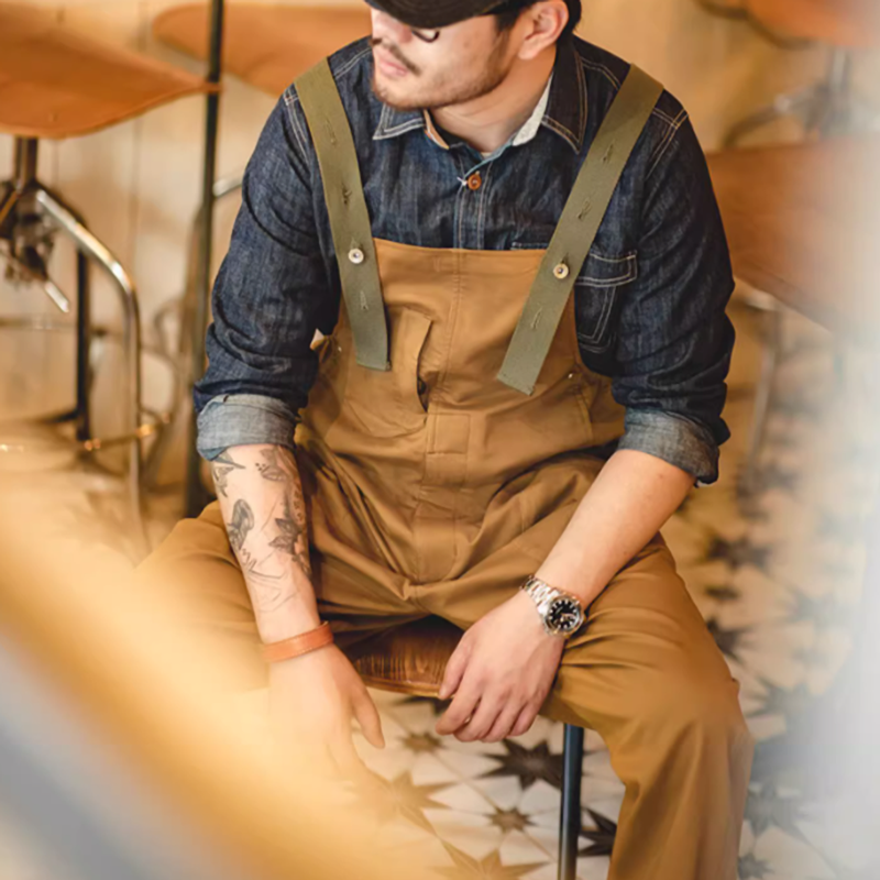 American retro loose overalls V0446