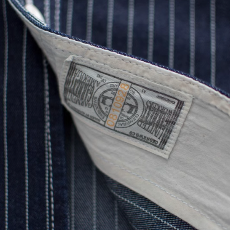 Heavyweight vintage denim striped shirt V0162