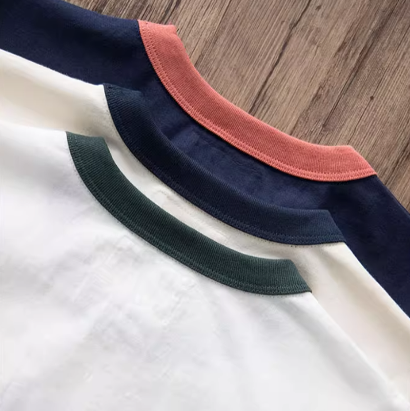 American retro round neck T-shirt V0489