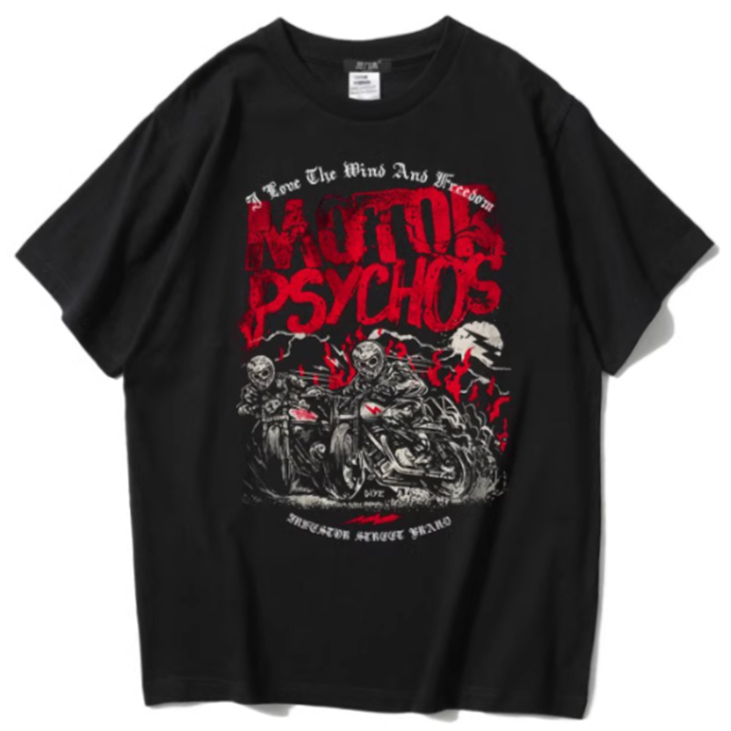 Crazy Motorcycle American T-shirt V0496