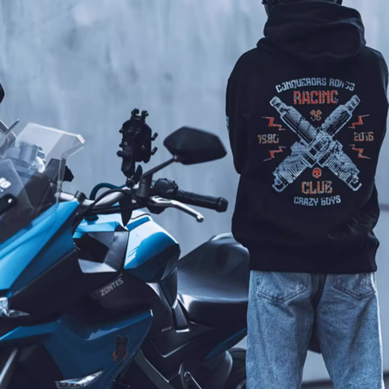 Bike parts back print sweatshirt V0065