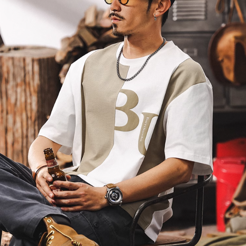 American Retro Bicolor Stitch Tee V0577